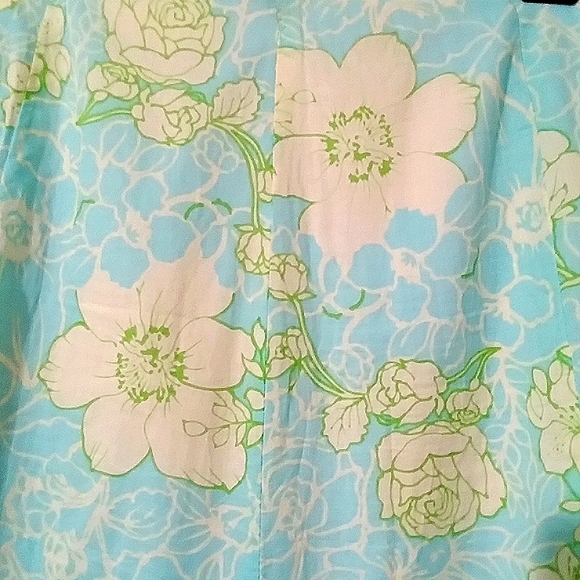 VAMP🌻Boho Green Floral Print A-Line Flared Skirt with Crochet Lace Sz: L - Picture 9 of 10